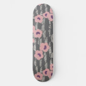 Pink Flowers Abstract Blooms Mid-century Art Deco Persoonlijk Skateboard (Voorkant)