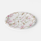 pink flowers and green leaves papieren bordje (Gekanteld)