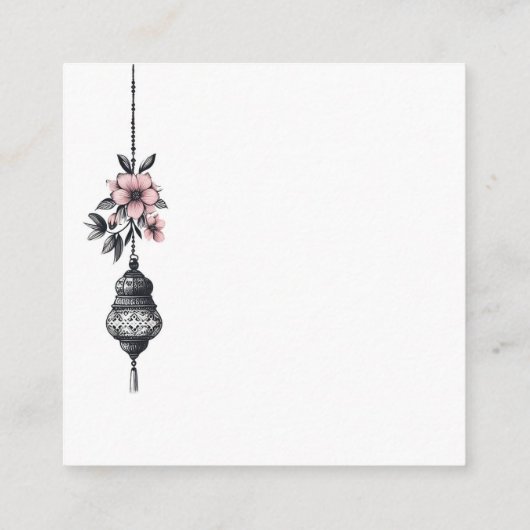 Pink Flowers and Lanterns QR Code Informatiekaartje (Achterkant)