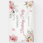 Pink Flowers arrangementen pastel waterverf Spandoek (Verticaal)