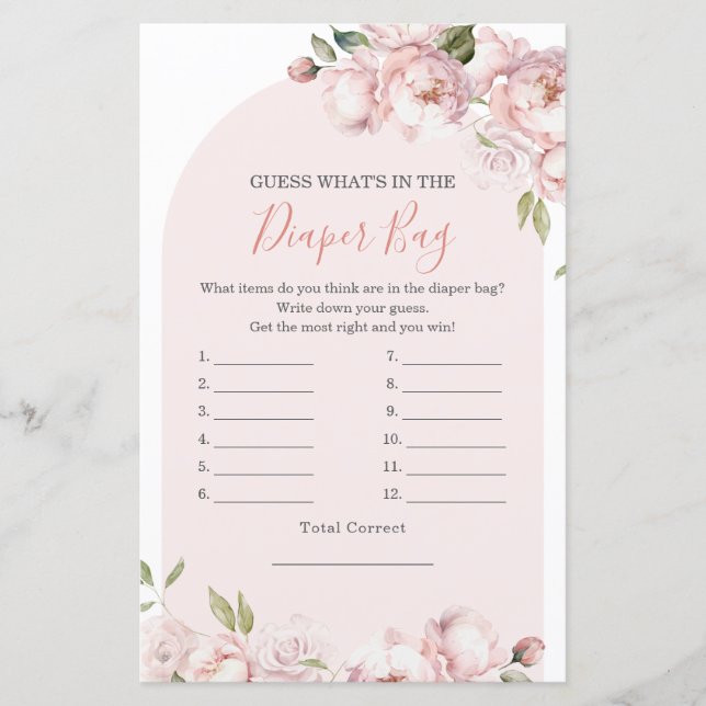 Pink Flowers Baby In Bloom Wat zit er in een luier (Voorkant)