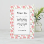 Pink Flowers Baby shower bedankje Bedankkaart (Staand voorkant)