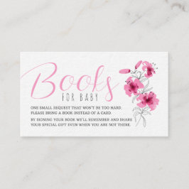 Pink Flowers Baby shower Boeken voor Baby Informatiekaartje