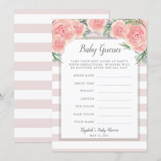 Pink Flowers Baby shower spel Kaart