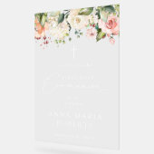 Pink Flowers, Boho, First Holy Communion Welcome Acryl Bord (Hoek)