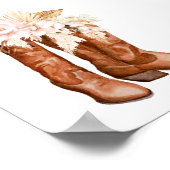 Pink Flowers Boots Baby shower Welkomstbord Poster (Hoek)