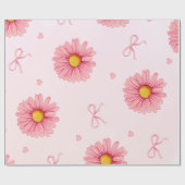 Pink flowers, bows, and hearts tissue paper cadeaupapier (Vlak)