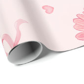 Pink flowers, bows, and hearts tissue paper cadeaupapier (Rol Hoek)