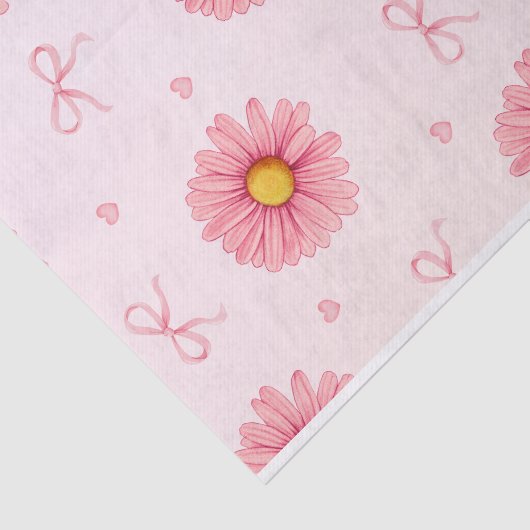 Pink flowers, bows, and hearts tissuepapier (Detail)