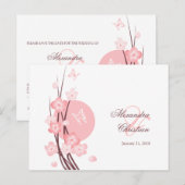 Pink Flowers Butterfly Save the Date Aankondiging (Voorkant / Achterkant)