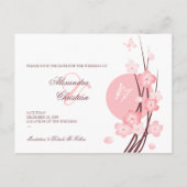 Pink Flowers Butterfly Save the Date Aankondiging (Achterkant)