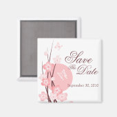 Pink Flowers Butterfly Save the Date Aankondiging Magneet (Voorkant / Achterkant)