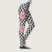 Pink Flowers Checkered Spandex-Leggings Leggings (Rechts)