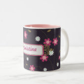 Pink Flowers Coffee Mok Cup (Voorkant rechts)