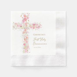  pink flowers cross First Holy Communion Servet