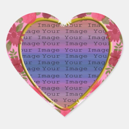 Pink Flowers Custom Heart Stickers (Voorkant)