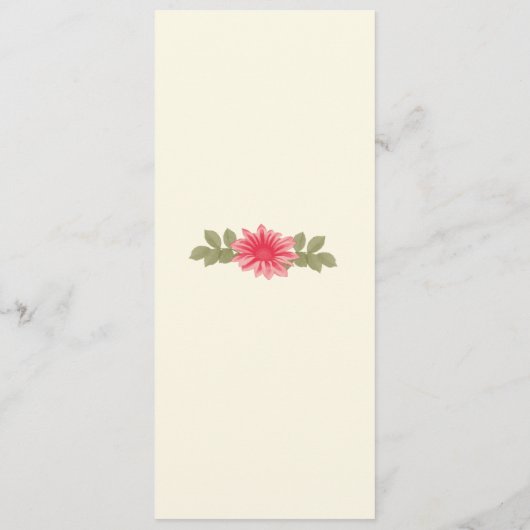 Pink Flowers Custom Menu Kaart (Achterkant)