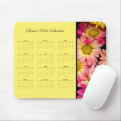 Pink Flowers: Customizable full year 2026 calendar Muismat (Met muis)