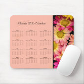Pink Flowers: Customize full year 2026 calendar Muismat (Met muis)