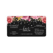 Pink Flowers Diamond Glitter Black Product Label (Voorkant)