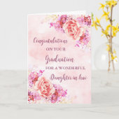 Pink Flowers Dochter in Law Afstuderen Kaart (Gele Bloem)