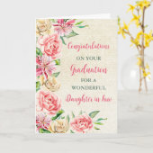 Pink Flowers Dochter in Law Afstuderen Kaart (Gele Bloem)