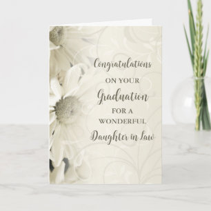 Pink Flowers Dochter in Law Afstuderen Kaart