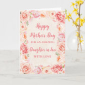 Pink Flowers Dochter in Law Happy Moederdag Kaart (Gele Bloem)