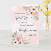 Pink Flowers Dochter in Law Happy Moederdag Kaart (Gele Bloem)