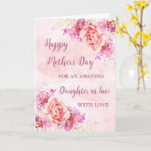 Pink Flowers Dochter in Law Happy Moederdag Kaart (Gele Bloem)
