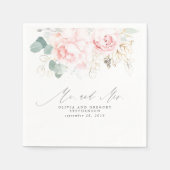 Pink Flowers Elegant Botanical Mr. en Mrs. Napkins Servet (Voorkant)