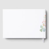 Pink Flowers Elegant Romantic Greenery Wedding Gastenboek (Achterkant)