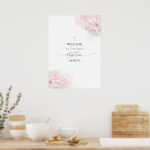 Pink Flowers en Baby's Breath Baptism Welkom Poster (Keuken)