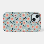 Pink Flowers Floral Pattern iPhone 15 Case (Achterkant horizontaal)