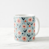 Pink Flowers Floral Pattern Koffiemok (Voorkant rechts)