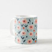 Pink Flowers Floral Pattern Koffiemok (Voorkant links)