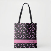 Pink Flowers Floral Pattern met Name Tote Bag (Voorkant)