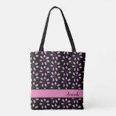 Pink Flowers Floral Pattern met Name Tote Bag (Achterkant)