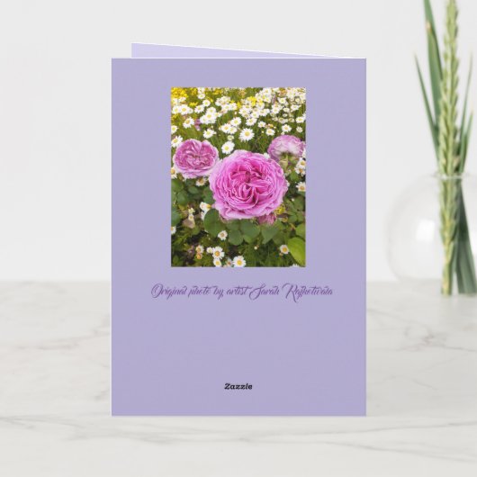 Pink Flowers Floral Roos Rozen Daisy Foto Kaart (Achterkant)