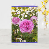Pink Flowers Floral Roos Rozen Daisy Foto Kaart (Gele Bloem)