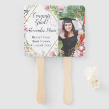 Pink Flowers Foto Afstuderen Fan met Afbeelding