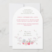 Pink Flowers Frame Catholic Wedding Invitation Kaart (Achterkant)