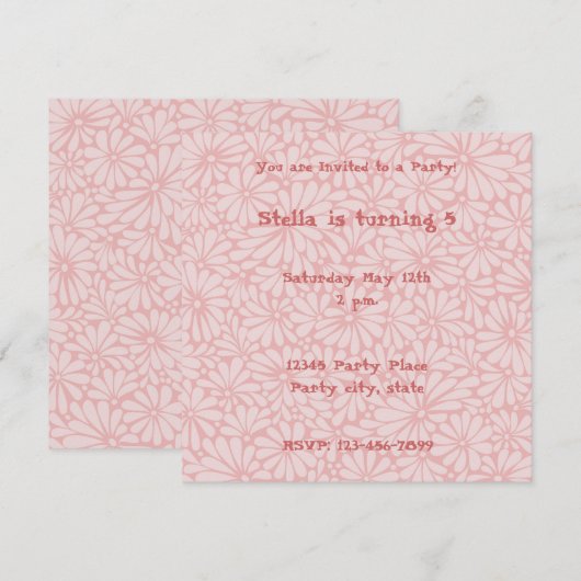 Pink Flowers Gepersonaliseerde uitnodiging (Voorkant / Achterkant)