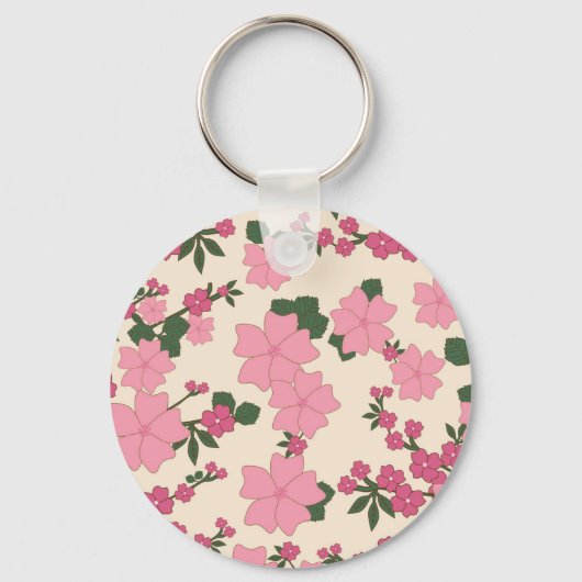 Pink Flowers Girly  Cute Sleutelhanger (Voorkant)