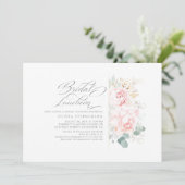 Pink Flowers Gold Greenery Vrijgezellenfeest Lunch Kaart (Staand voorkant)