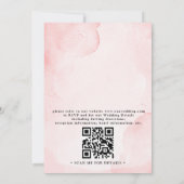 Pink Flowers Greenery Elegant QR Code Wedding Kaart (Achterkant)