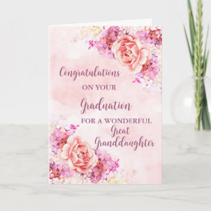 Pink Flowers Grote kleindochter Afstuderen Kaart