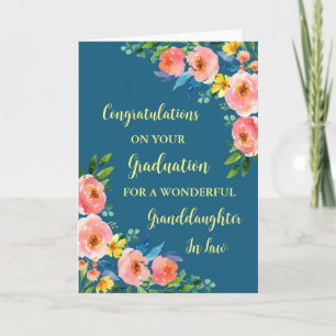 Pink Flowers Grote kleindochter Afstuderen Kaart