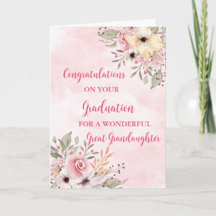 Pink Flowers Grote kleindochter Afstuderen Kaart