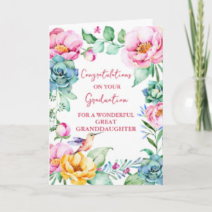 Pink Flowers Grote kleindochter Afstuderen Kaart
